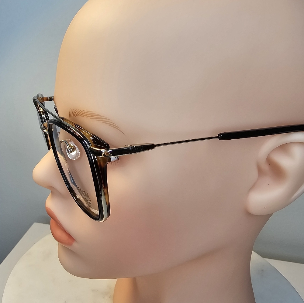 MCM Women's 53 mm Black & Havana Horned Aviator Style Eyeglasses Frames - Picture 8 of 15